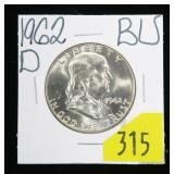 1962-D Franklin half dollar, BU