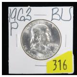 1963 Franklin half dollar, BU