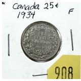 1934 Canadian quarter