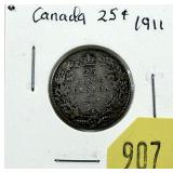 1911 Canadian quarter