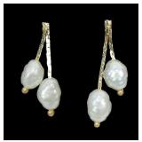 14K Yellow gold post earrings with double