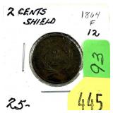 1864 2-cent piece