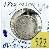 1876 Seated Liberty quarter