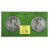 x2- Half dollars, 90% silver -x2 half dollars -