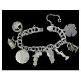 Sterling silver 7" charm bracelet with sterling