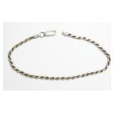 Sterling silver 8" rope chain bracelet, 5.5 grams