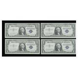 x4- $1 silver certificates series of 1957B, Unc. -