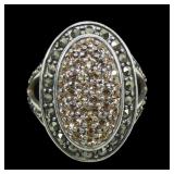 Sterling silver champagne CZ pave split shank