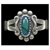 Sterling silver split shank blue paua ring,