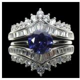 Sterling silver round and baguette CZ statement