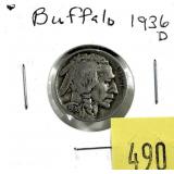1936-D Buffalo nickel