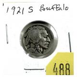 1921-S Buffalo nickel