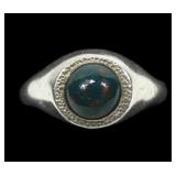 Sterling silver cabochon bloodstone ring,