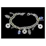 Sterling silver 7" charm bracelet with Asian