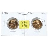 x2- 1946 Lincoln cents, Unc. -x2 cents -Sold by