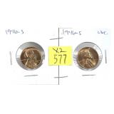 x2- 1946-S Lincoln cents, Unc. -x2 cents -Sold by