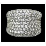 Sterling silver pave CZ band style cocktail ring,
