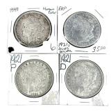 x4- Morgan dollars, mixed dates -x4 dollars -Sold