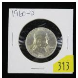 1960-D Franklin half dollar, BU
