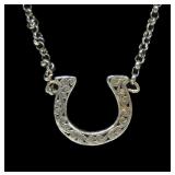 Sterling silver 17.5" lucky horseshoe necklace,