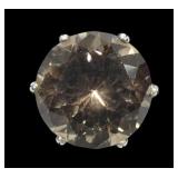 Sterling silver large round cut citrine solitaire