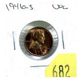 1946-S Lincoln cent, Unc.