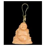 18K Yellow gold carved coral Buddha pendant,