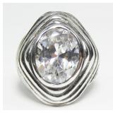 Sterling silver large bezel set oval cut