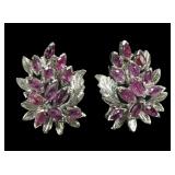 Sterling silver marquise cut pink topaz cluster