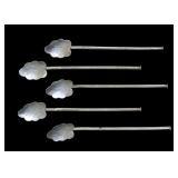 Set of 5 Sterling tea straws, .345 T. oz.