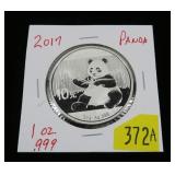 2017 1 oz. Panda .999 silver round, Proof