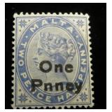 Malta 20a MH overprint misspelled PNNEY, CV $35