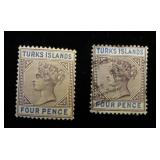 Turks Island 53 MH, 53 used die 3, CV $52