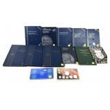 Lot, 13 coins folders (empty) and plastic holders