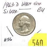 1963-D Washington quarter, Unc.