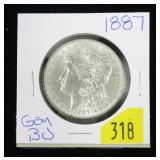 1887 Morgan dollar, gem BU