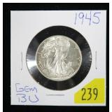 1945 Walking Liberty half dollar, BU
