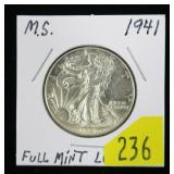 1941 Walking Liberty half dollar, MS