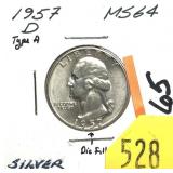 1957-D Washington quarter, Unc.