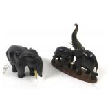Lot, 2 Carved Elephants, 1 single 3 3/4' high,
