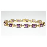 Sterling silver gold wash 6.5'square cut purple