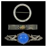 Lot, vintage sterling silver circle and bar pins,