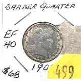 1909 Barber quarter, XF