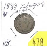 1883 Liberty nickel, n/c