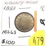 1883 Liberty nickel, n/c, Unc.