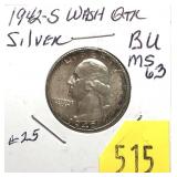 1942-S Washington quarter, Unc