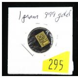 1 Gram .999 Fine Gold bar