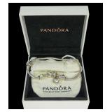 Pandora sterling silver 8' bracelet with four