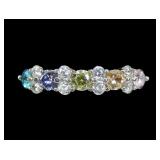 Sterling silver multi-colored CZ eternity ring,