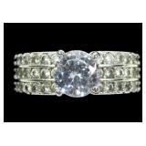 Sterling silkver round brillilant cut CZ solitaire
